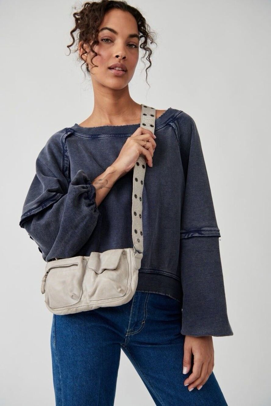 Free People Wade Sling Leather Shoulder Bag One Size